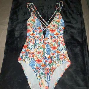 Lucky Brand one piece floral swimsuit
